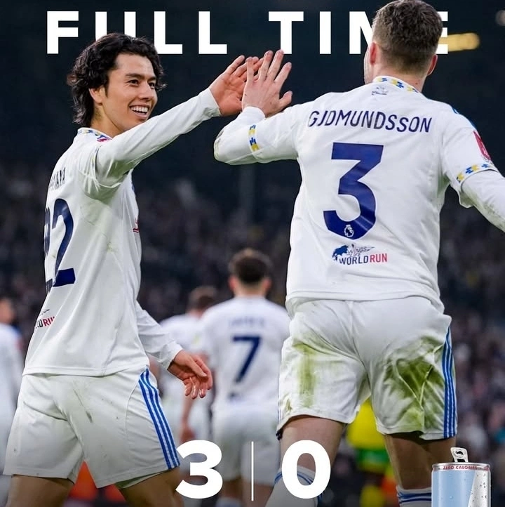 Leeds United menang meyakinkan 3-0 atas Norwich City di perempat final FA Cup. dok/leedsunited