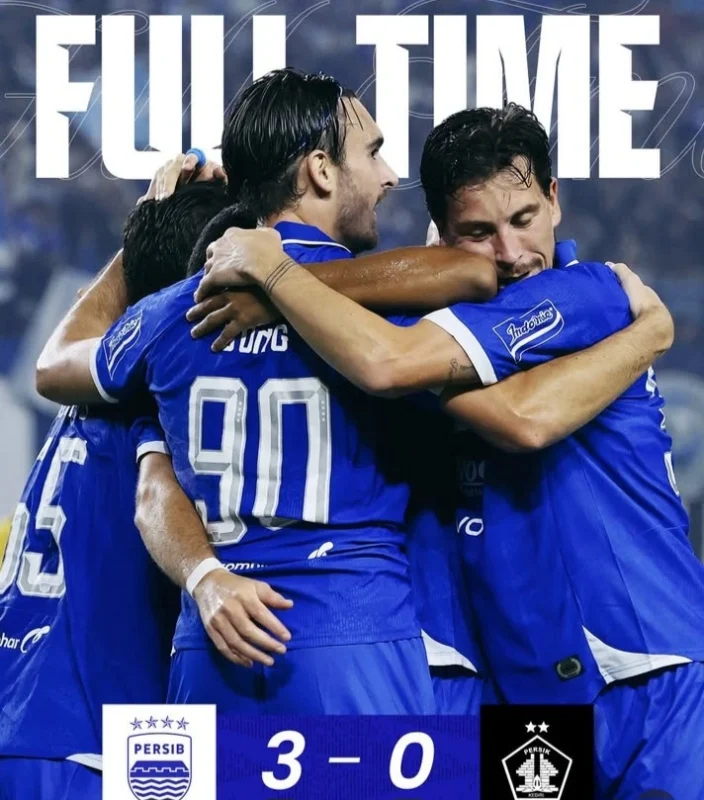 Persib Bandung menang telak 3-0 atas Persik Kediri pada pekan ke-25 Super League Indonesia 2026 di GBLA.