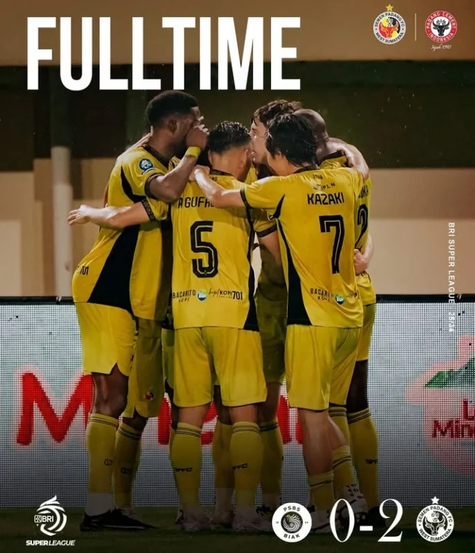 Semen Padang berhasil mengalahkan PSBS Biak dengan skor 2-0 dalam lanjutan Liga 1 Indonesia. Dok/semenpadang