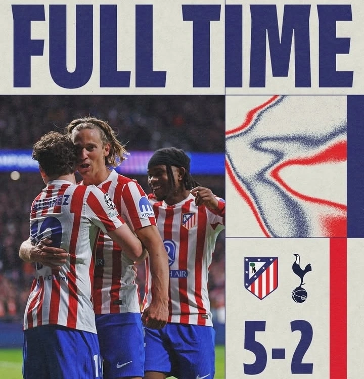 Atletico Madrid membantai Tottenham Hotspur 5-2 pada leg pertama babak play-off Liga Champions. dok/atletico