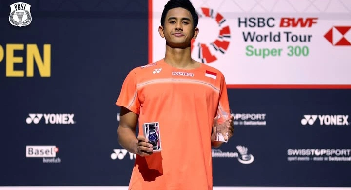 Atlet Badminton Indonesia, Alwi Farhan harus puas sebagai runner-up Swiss Open 2026 setelah kalah di final dari Supanida Katethong. Dok/pbsi