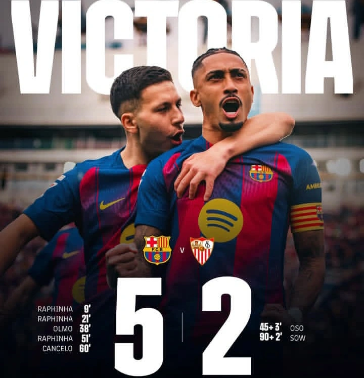 Barcelona tampil menggila dengan kemenangan 5-2 atas Sevilla di Camp Nou. Dok/barcelona