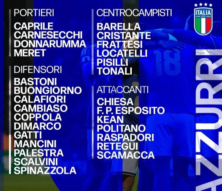 28 nama pemain pilihan Timnas Italia untuk menghadapi Irlandia Utara di semifinal Kualifikasi Piala Dunia 2026. dok/italia