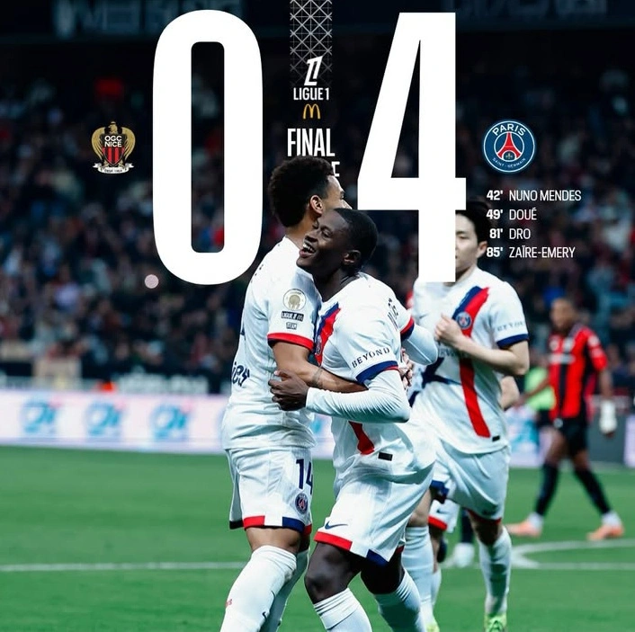 Paris Saint-Germain kalahkan OGC Nice dengan skor telak 4-0 dalam lanjutan kompetisi Ligue 1. Dok/psg