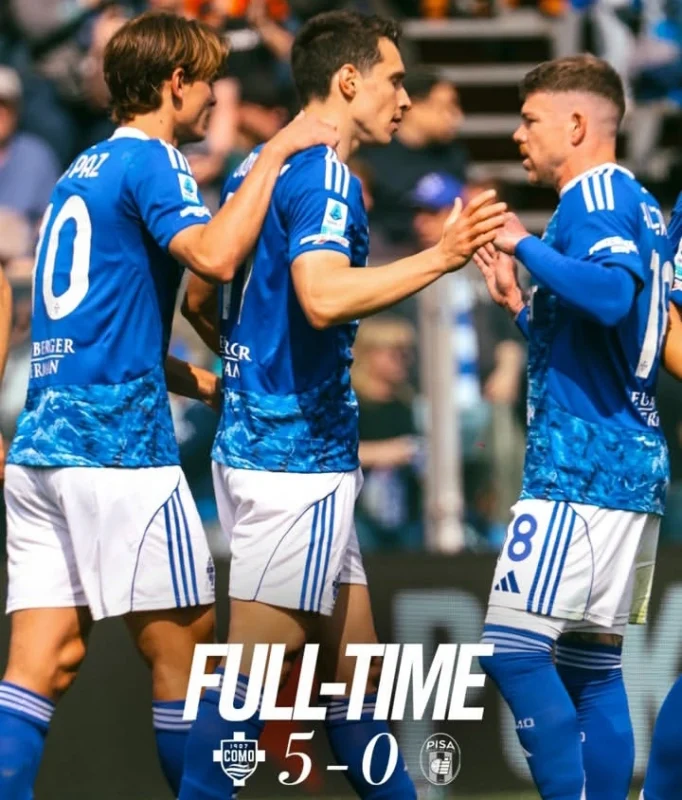 Como tampil luar biasa dengan kemenangan telak 5-0 atas Pisa pada pekan ke-30 Serie A 2026. Dok/como1907