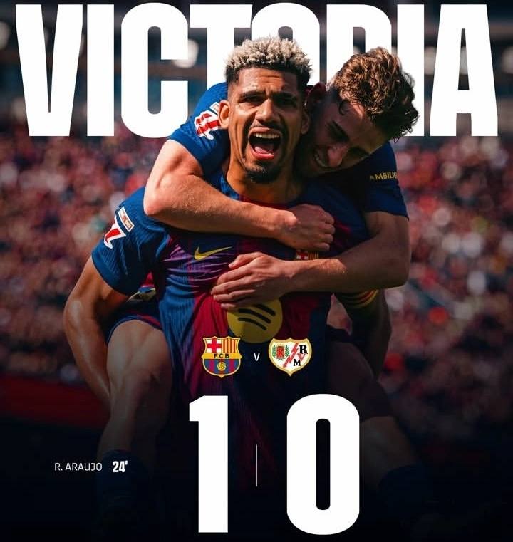 Barcelona meraih kemenangan 1-0 atas Rayo Vallecano lewat gol Ronald Araújo. dok/barcelona