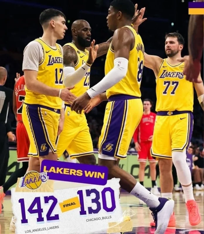 Luka Dončić tampil luar biasa dengan 51 poin saat Los Angeles Lakers mengalahkan Chicago Bulls 142-130. dok/lakers