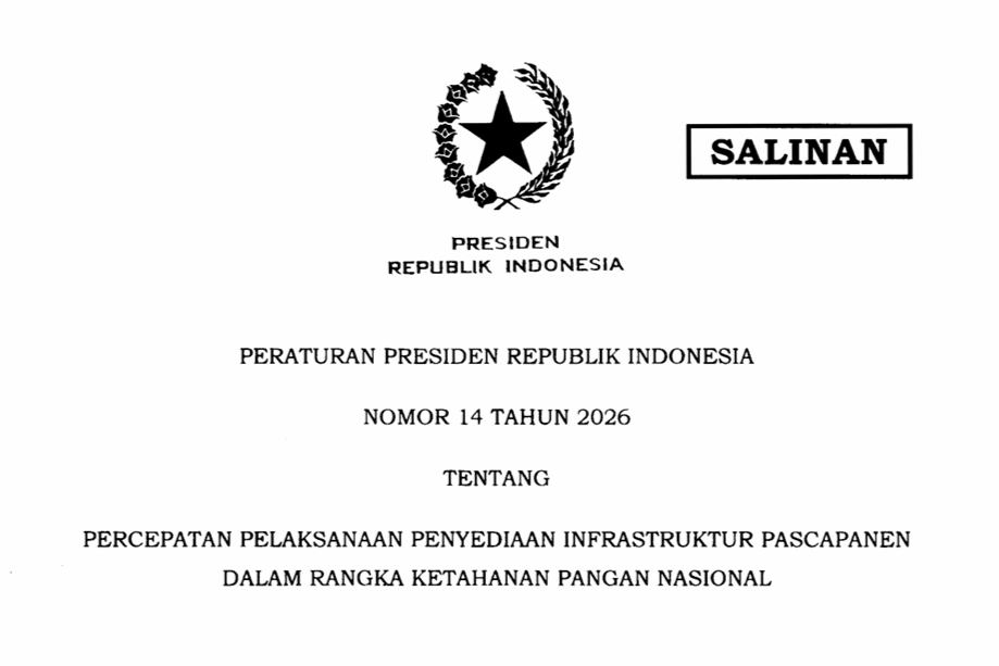 Halaman depan Perpres No 14 Tahun 2026