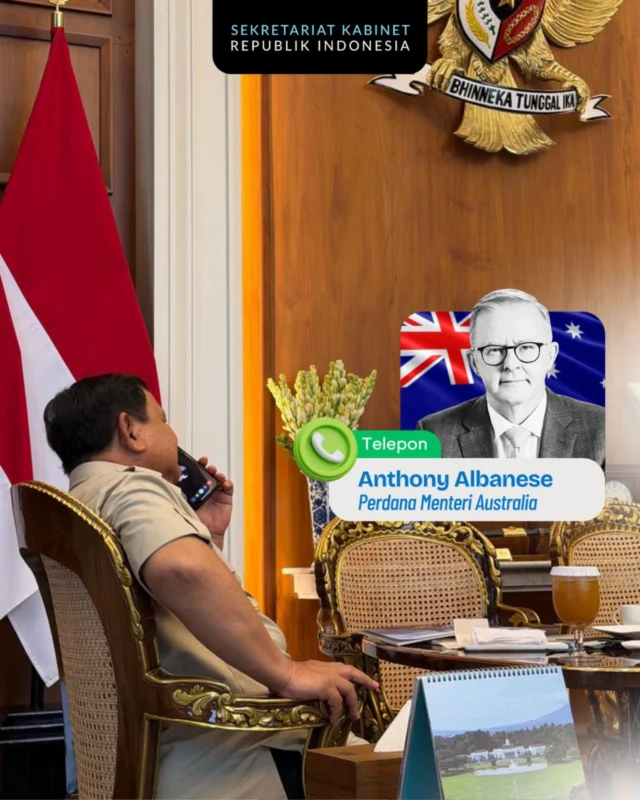 Presiden Prabowo Subianto menerima sambungan telepon dari Perdana Menteri Australia Anthony Albanese pada Selasa sore, 21 April 2026. dok/Biro Pers, Media, dan Informasi Sekretariat Presiden