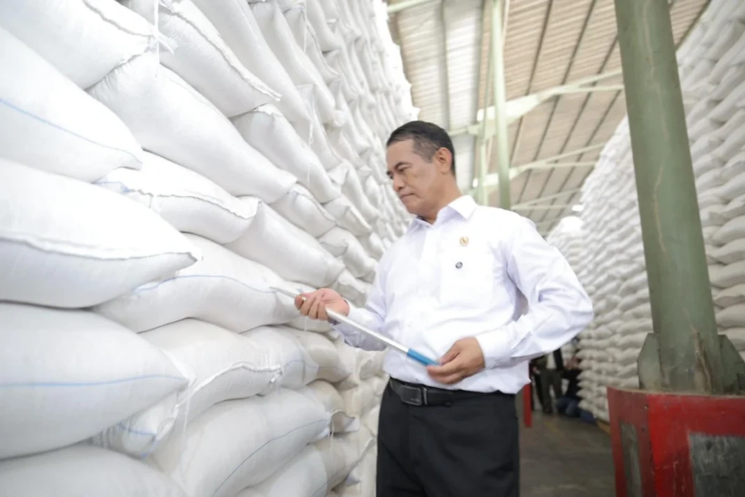 Mentan Amran saat meninjau gudang beras di Karawang. dok/humas kementan