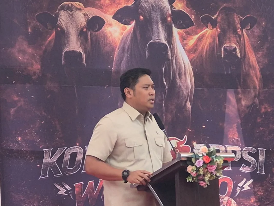 Wakil Menteri Pertanian, Sudaryono saat memberikan sambutan pada acara Pembukaan Kontes Sapi APPSI Piala Ketua MPR RI di Kabupaten Wonosobo, Jawa Tengah (25/4/2026).