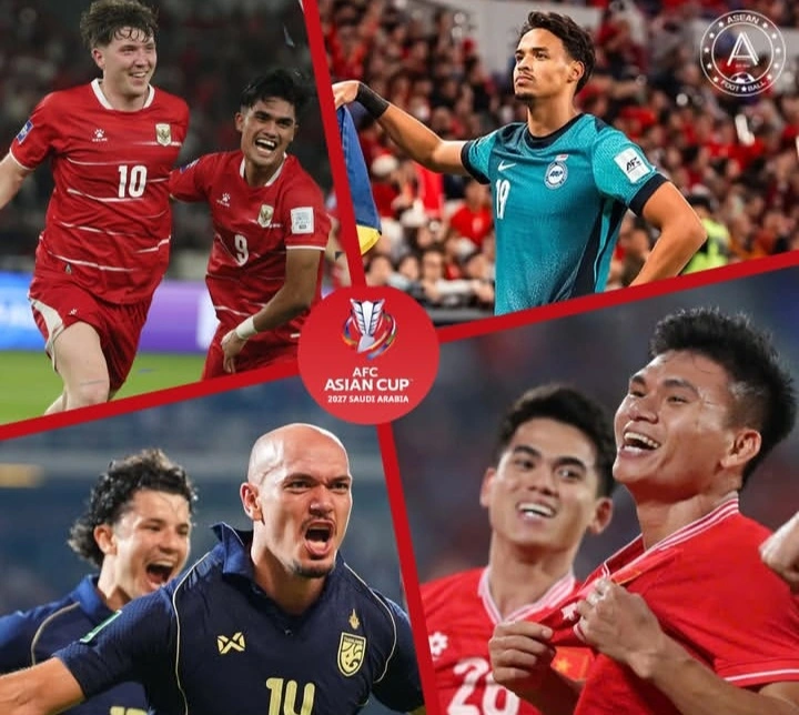 Wakil ASEAN Indonesia, Thailand, Vietnam, dan Singapura yang lolos Piala Asia 2027 di Arab Saudi. dok/aseanfootball