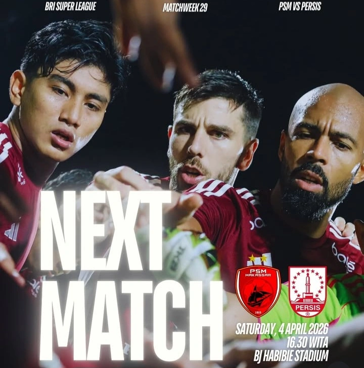 PSM Makassar vs Persis Solo pekan ke-26 Liga 1 2025/2026. Panpel siapkan 5.193 tiket di Stadion BJ Habibie. dok/psminfo1915