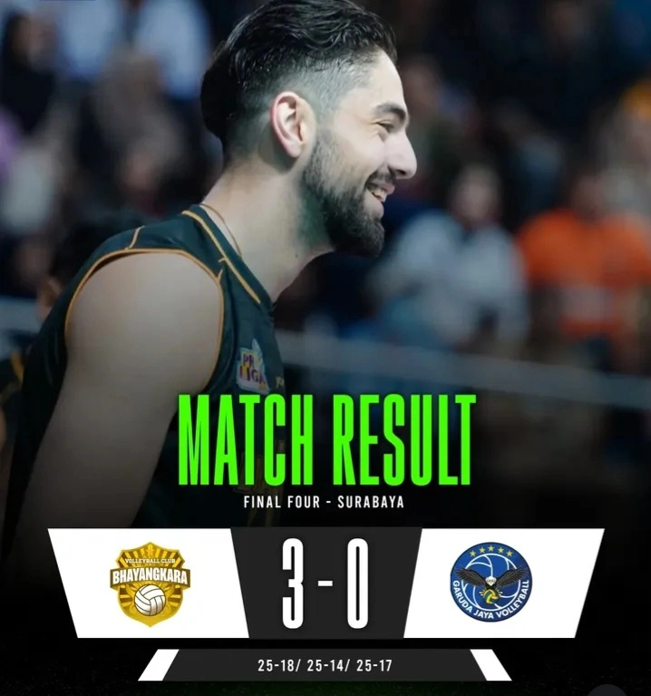 Jakarta Bhayangkara Presisi tampil dominan dengan kemenangan 3-0 atas Jakarta Garuda Jaya di Final Four Proliga Surabaya. dok/proligaindonesia