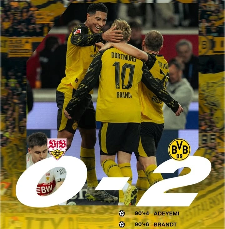 Borussia Dortmund menang dramatis 2-0 atas Stuttgart lewat gol injury time dari Karim Adeyemi dan Julian Brandt. dok/bvb09