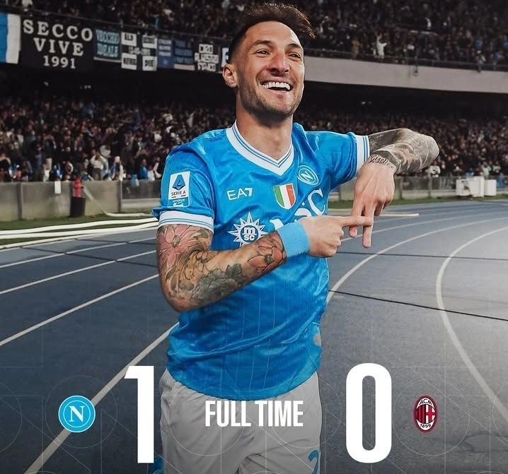 Napoli mengalahkan AC Milan 1-0 lewat gol Matteo Politano di menit 79. dok/napoli