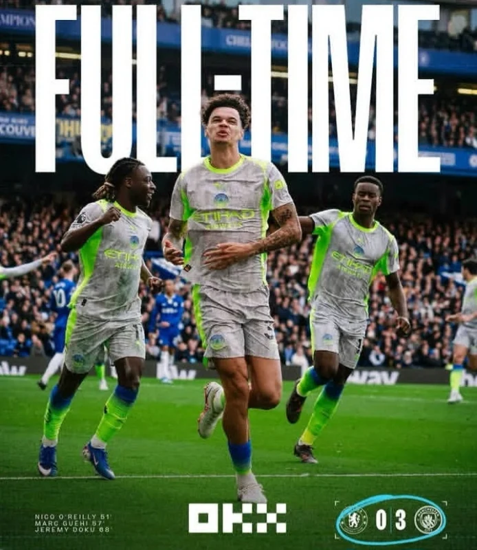 Manchester City sukses mengalahkan Chelsea 3-0 dalam lanjutan Liga Inggris. dok/mancity