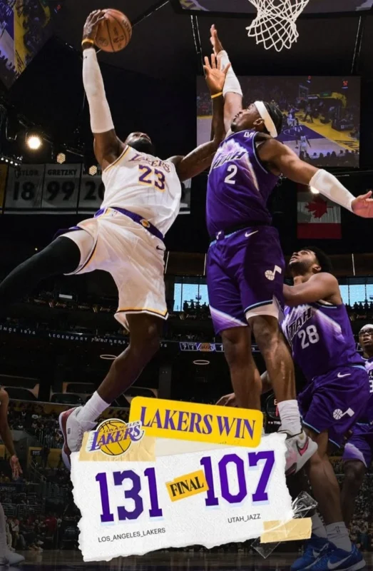 Los Angeles Lakers menutup musim reguler NBA 2025–2026 dengan performa impresif usai menghancurkan Utah Jazz dengan skor telak 131-107 pada 12 April 2026.