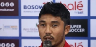 Pemain PSM Makassar, M. Arfan waspadai kekuatan Borneo FC pada konferensi pers jelang laga pekan ke-28 Liga 1 2025/2026 di Stadion Gelora BJ. Habibie. dok/psmmakassar