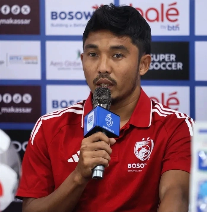 Pemain PSM Makassar, M. Arfan waspadai kekuatan Borneo FC pada konferensi pers jelang laga pekan ke-28 Liga 1 2025/2026 di Stadion Gelora BJ. Habibie. dok/psmmakassar