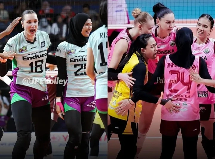 Jakarta Pertamina Enduro dan Gresik Petrokimia memastikan tiket final Proliga 2026 setelah tampil dominan di final four. dok/proligaindo
