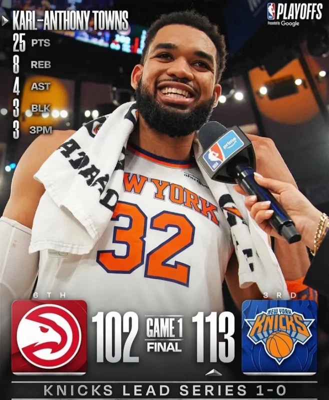 Hasil terbaru Knicks vs Hawks di playoff NBA 2026: New York menang 113-102 di Game 1. dok/nba