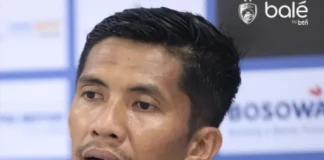 Pelatih PSM Makassar, Ahmad Amiruddin pada konferensi pers setelah laga PSM Makassar vs Borneo FC. dok/psm_makassar