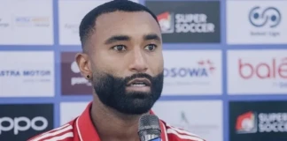 Kapten PSM Makassar, Yuran Fernandes dalam konferensi pers usai meraih kemenangan kandang setelah 5 bulan dengan menaklukkan Persik Kediri 3-1 di Liga 1 2025/26. dok/psm_makassar