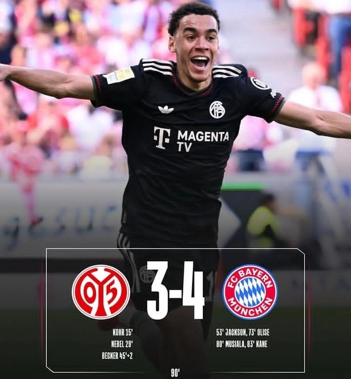 Bayern Munich mencetak comeback dramatis usai tertinggal 0-3 dan menang 4-3 atas Mainz. dok/fcbayern