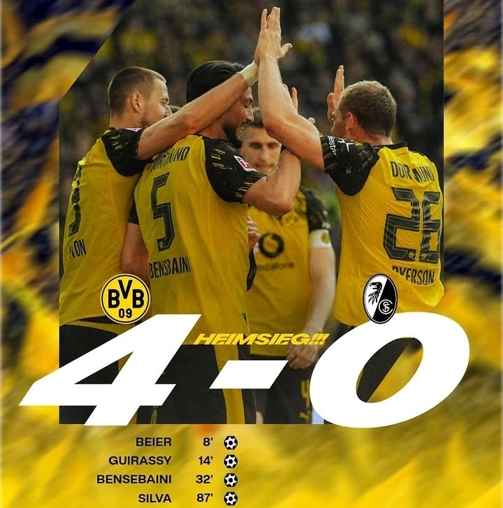 Borussia Dortmund tampil luar biasa dengan membantai SC Freiburg 4-0 di Bundesliga 2026. dok/bvb09