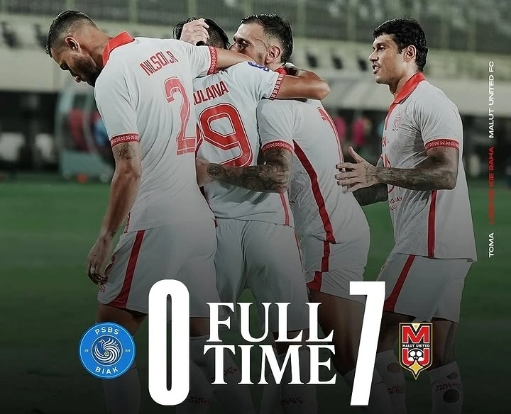 Malut United pesta gol saat membantai PSBS Biak 7-0. dok/malutunited