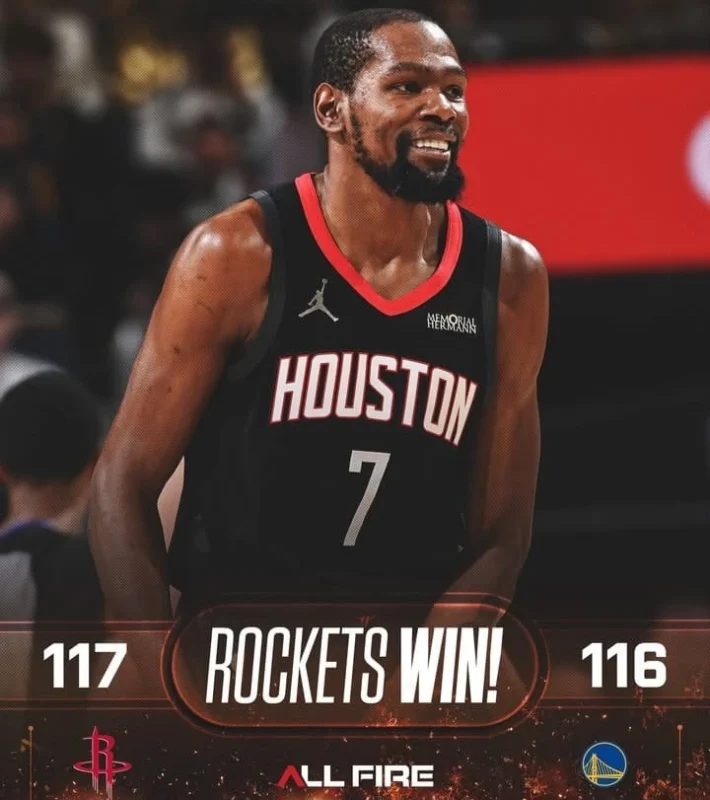 Houston Rockets mengalahkan Golden State Warriors 117-116 di Chase Center.