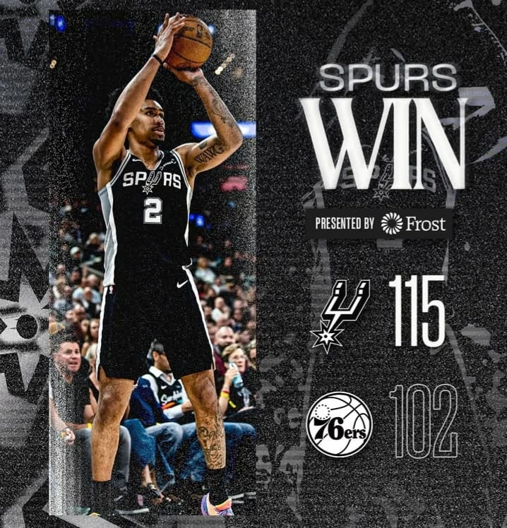 an Antonio Spurs sukses menyapu bersih Philadelphia 76ers 2-0 musim ini setelah menang 115-102.