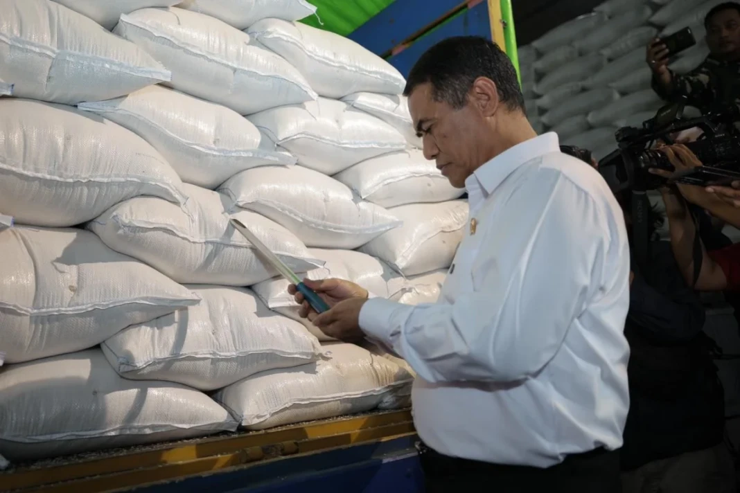 Menteri Pertanian Andi Amran Sulaiman saat meninjau gudang beras di Karawang. dok/humas kementan