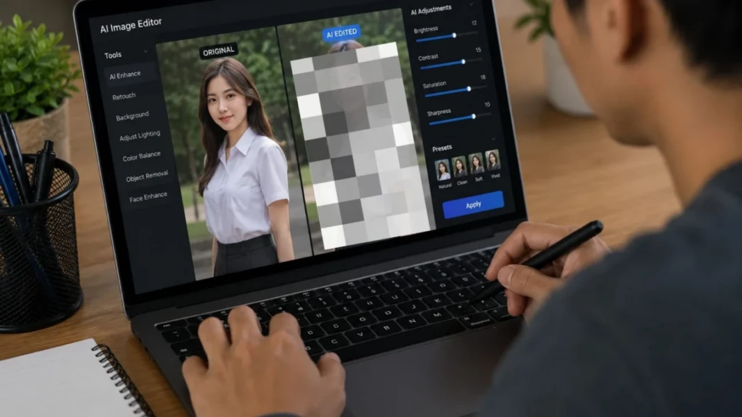 Ilustrasi mengedit foto menggunakan AI