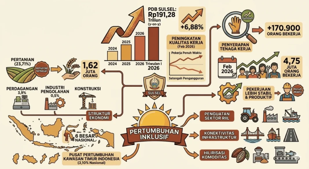 Ilustrasi pertumbuhan ekonomi sulsel naik