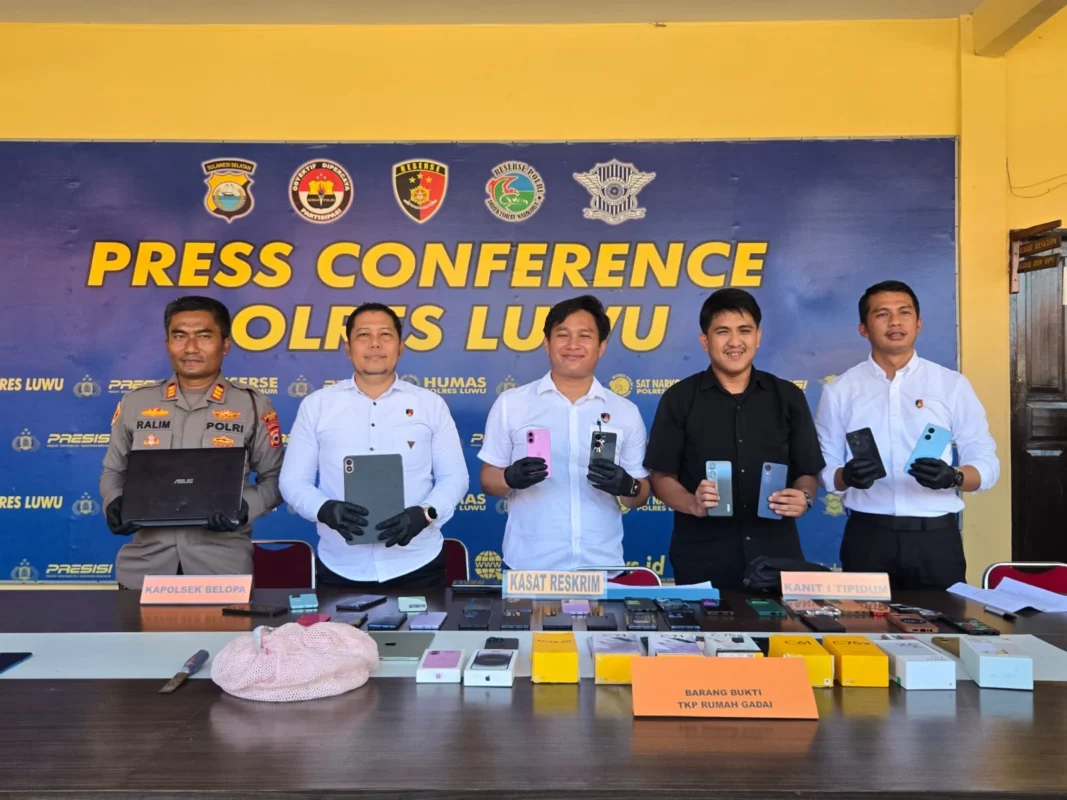 Konferensi pers pengungkapan empat pelaku pencurian di Luwu
