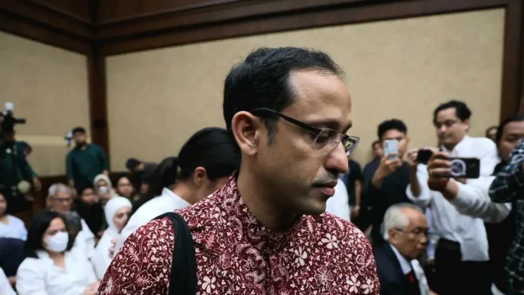 Nadiem Makarim usai sidang tipikor dengan agenda tuntutan jaksa