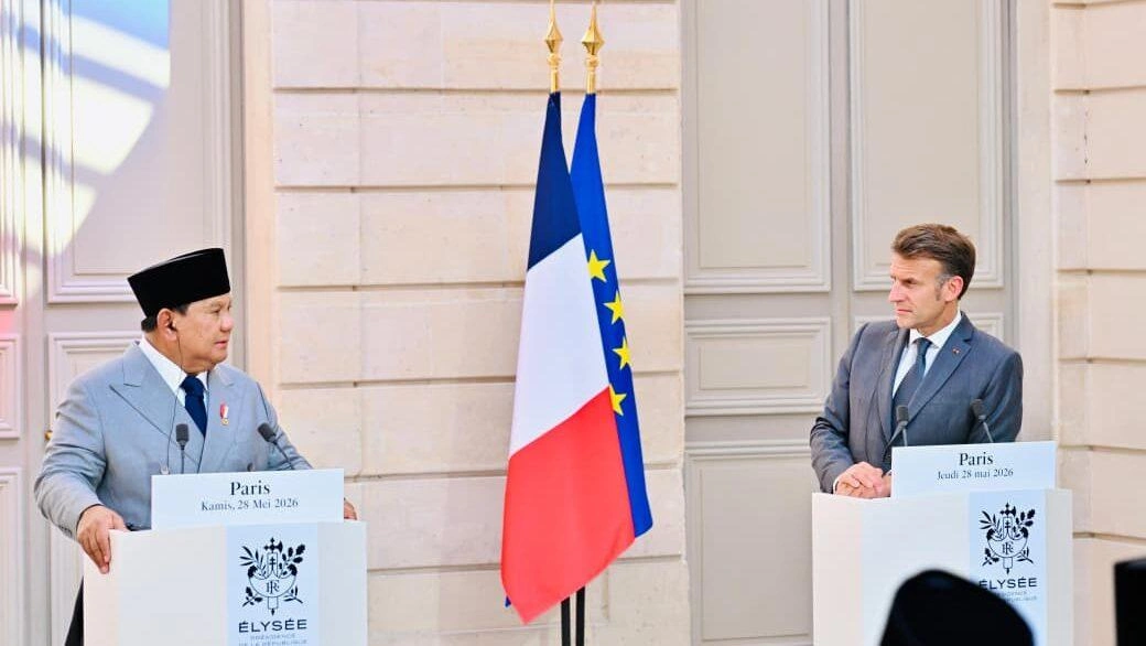 Pernyataan Pers Bersama Presiden Prabowo Subianto dan Presiden Emmanuel Macron di Prancis
