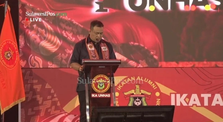 Ketua Panitia, Muhammad Ramli Rahim (MRR) dalam Musyawarah Besar (Mubes) IKA Unhas 2026 yang digelar di Hotel Four Points, Sabtu (2/5/2026). dok/tangkapanlayar sulawesipos