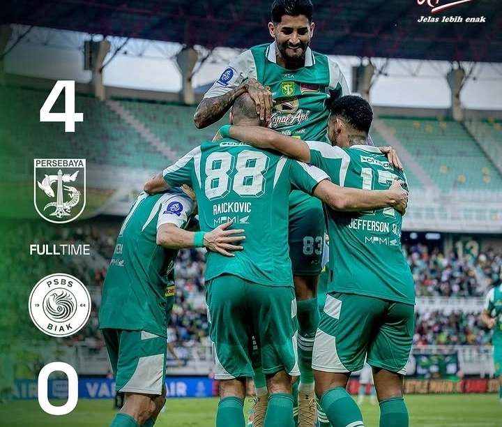 Persebaya Surabaya tampil luar biasa dengan kemenangan telak 4-0 atas PSBS Biak. dok/persebaya