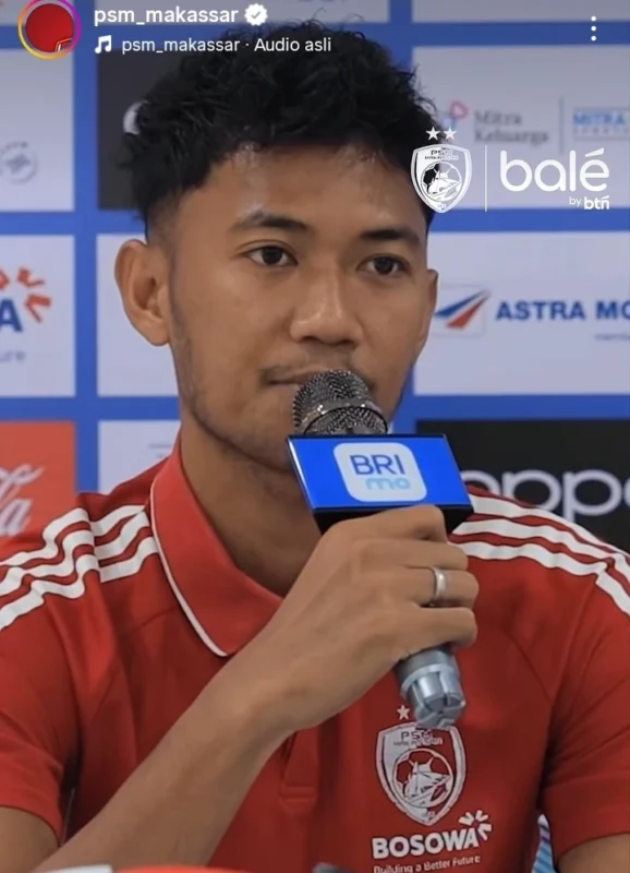 Pemain PSM Makassar Resky Fandi Witriawan saat konferensi pers jelang laga Bhayangkara Presisi pada lanjutan liga 1 pekan 31 di Stadion Gelora BJ Habibie. dok/psm_makassar