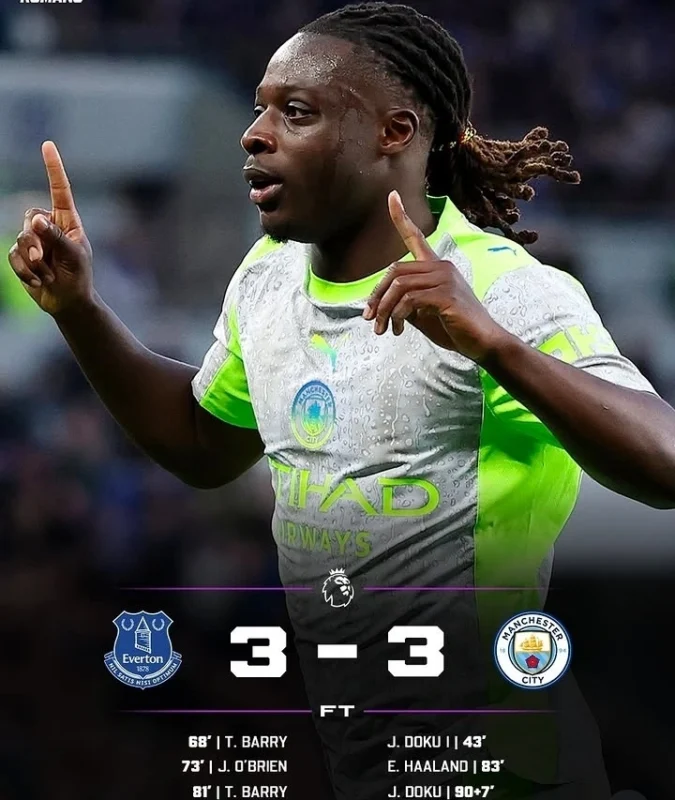 Everton vs Manchester City berakhir 3-3 dalam laga penuh drama Premier League 2026. dok/fabriozirom