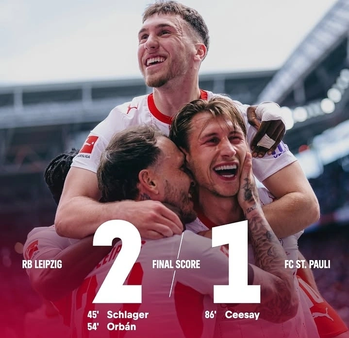 RB Leipzig sukses mengalahkan St. Pauli 2-1 dalam lanjutan Bundesliga 2025/2026. dok/rbleipzig