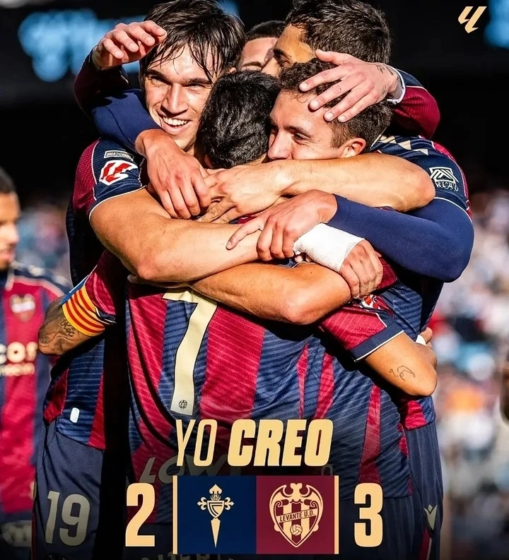 Levante sukses comeback dramatis dan mengalahkan Celta Vigo 3-2 di La Liga. dok/levantefc
