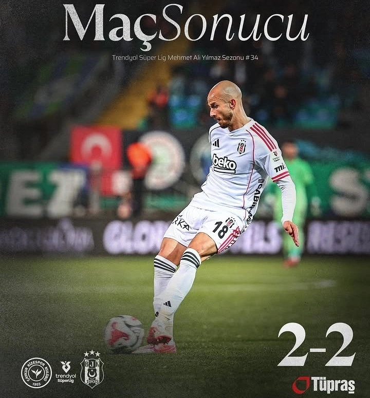 Beşiktaş sukses bangkit dan menahan imbang Çaykur Rizespor 2-2 dalam lanjutan Liga Turki 2025/2026. dok/besiktas