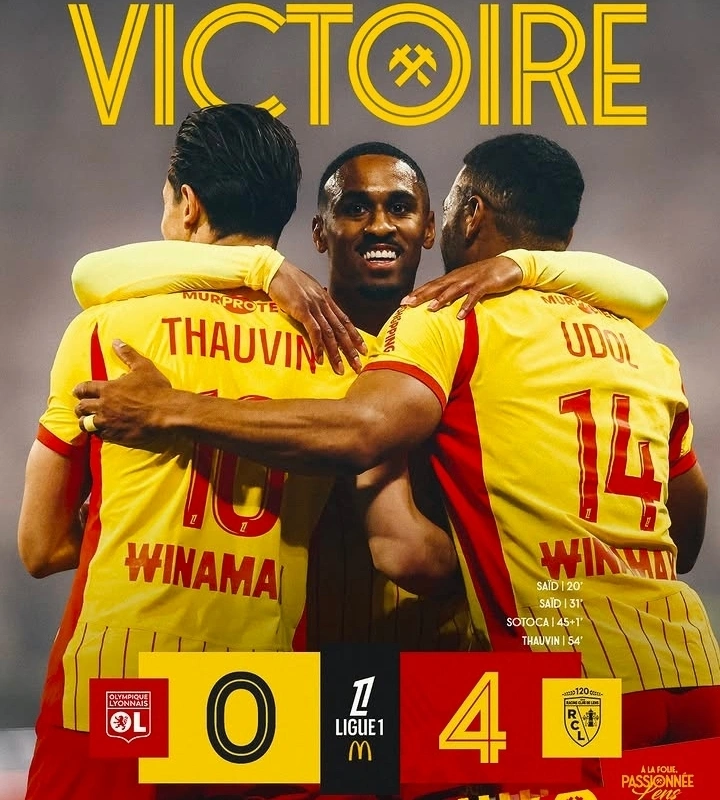 Lyon vs Lens 0-4: Lens Permalukan Lyon di Groupama Stadium