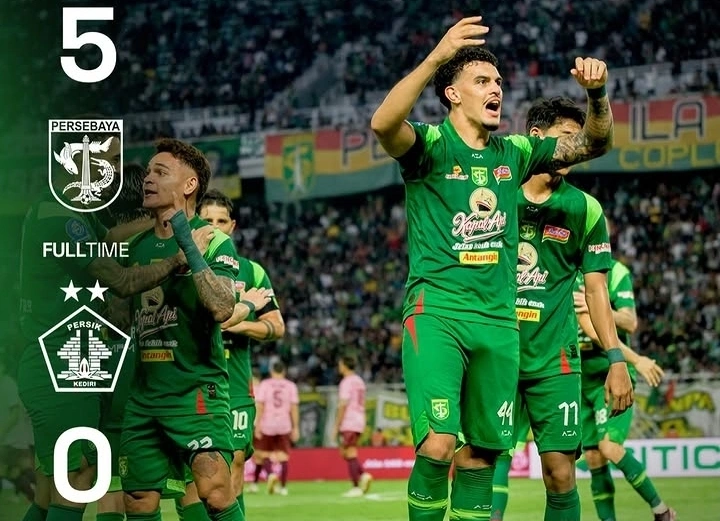 Persebaya vs Persik Kediri 5-0: Bajul Ijo Mengamuk di Derby Jatim