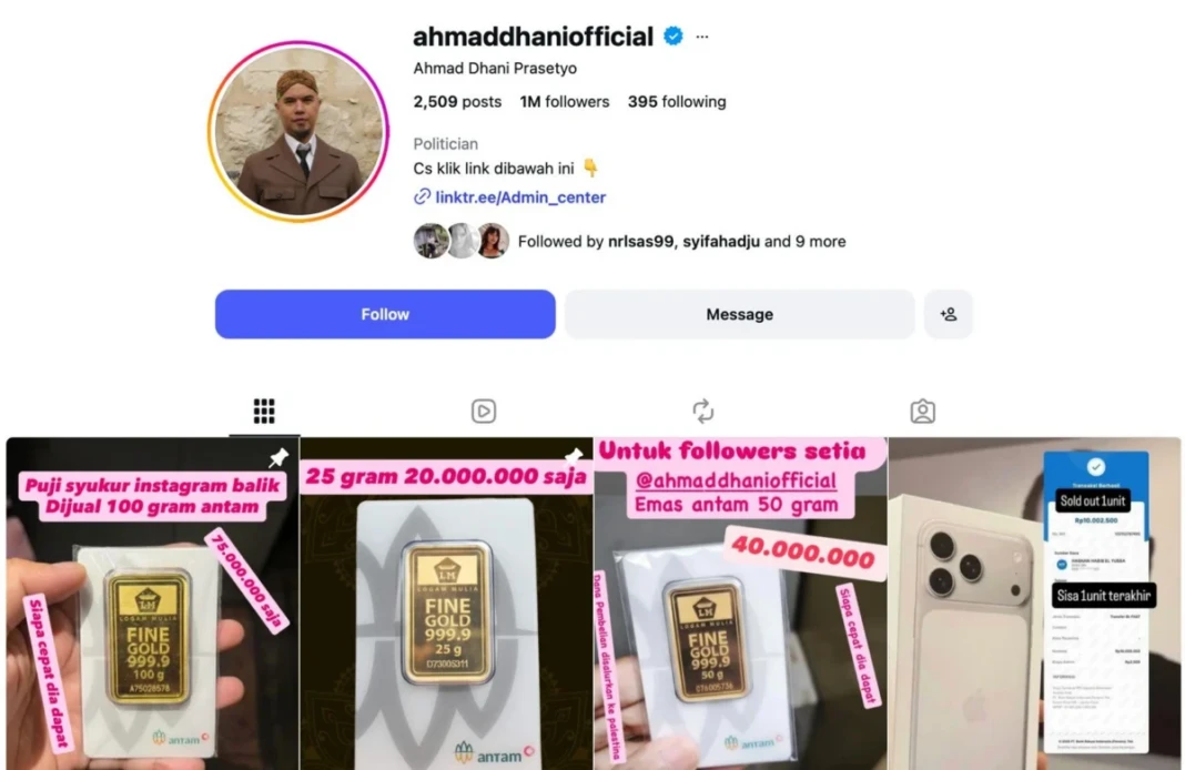 Tangkapan layar akun instagram Ahmad Dhani