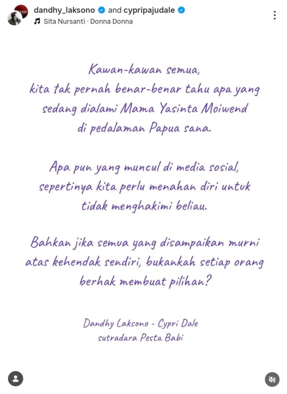 Unggahan instagram Dandhy Laksono
